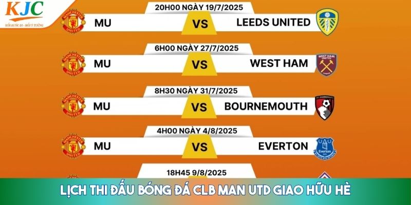 Lịch thi đấu bóng đá CLB Man Utd 
