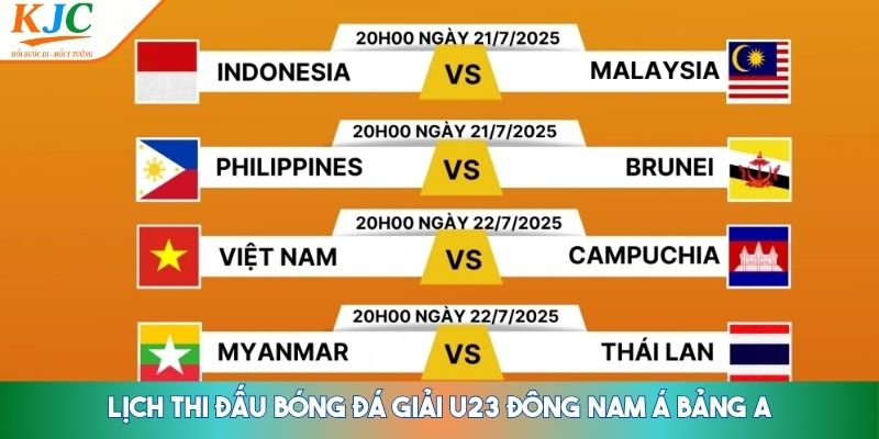 Lịch thi đấu bóng đá giải U23 Đông Nam Á